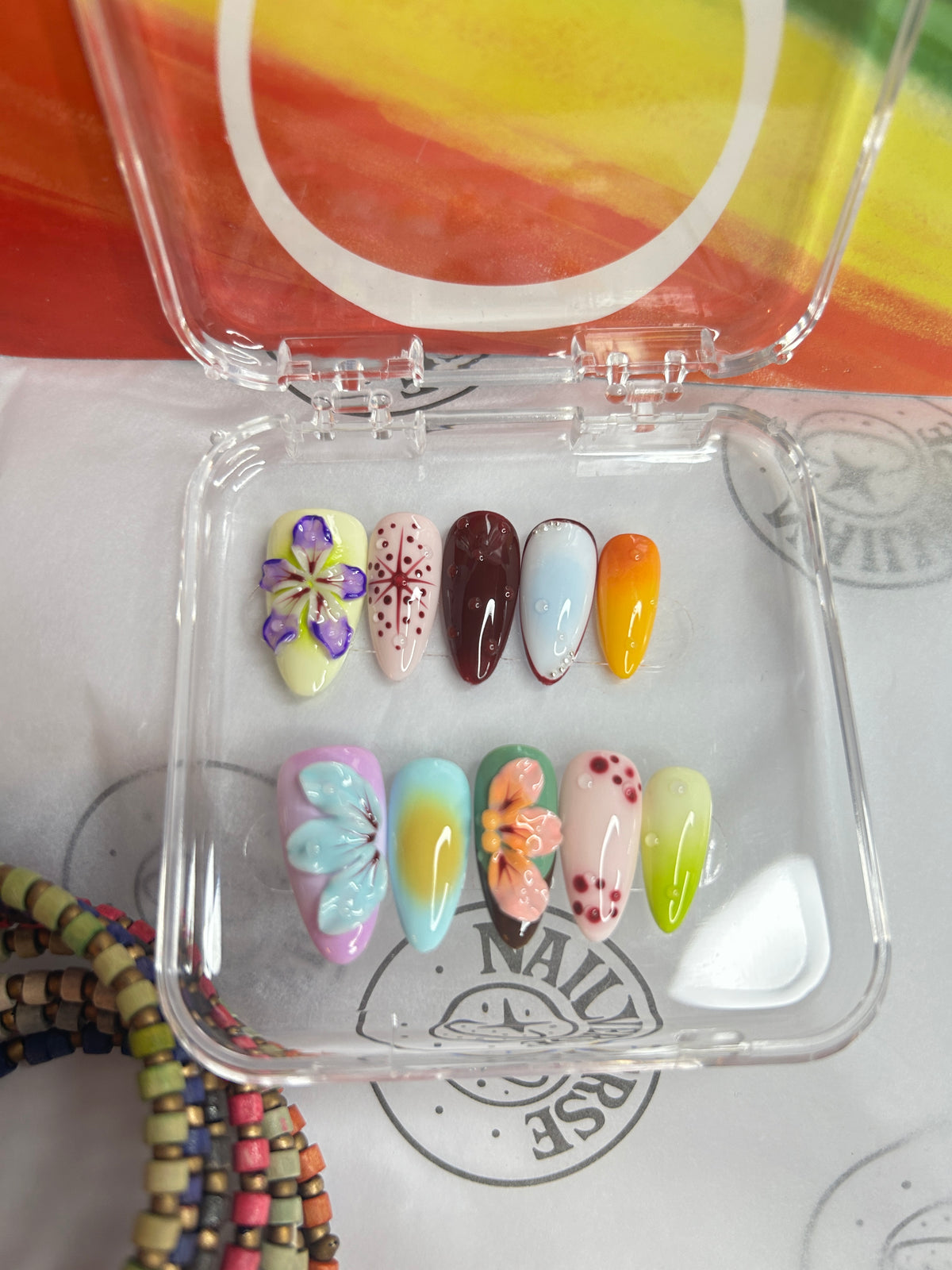 Rainbow Colorful Handmade Press-On Nails – Reusable Nail Set