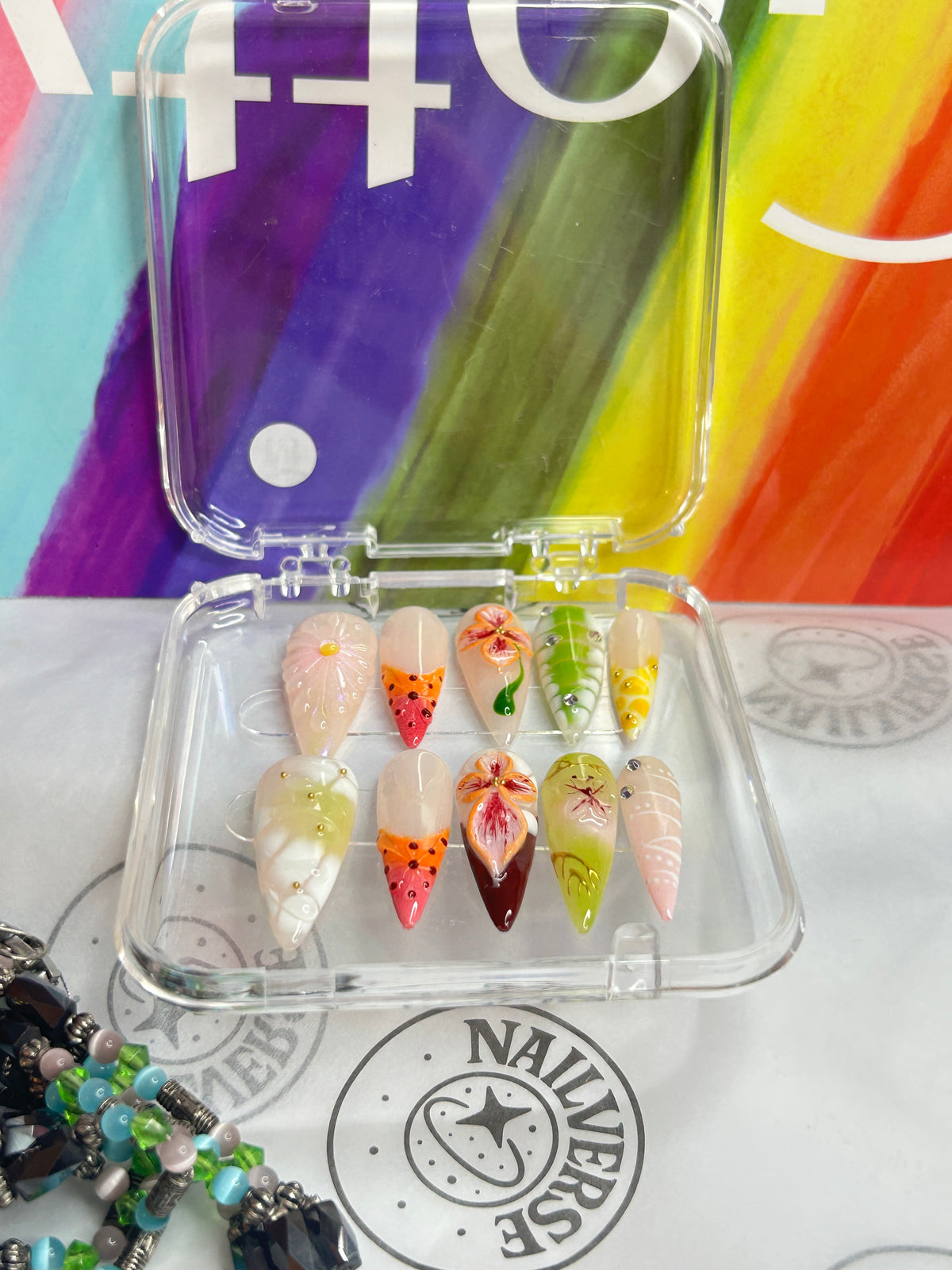 Handmade Colorful Dessert Press-On Nails – Reusable False Nails
