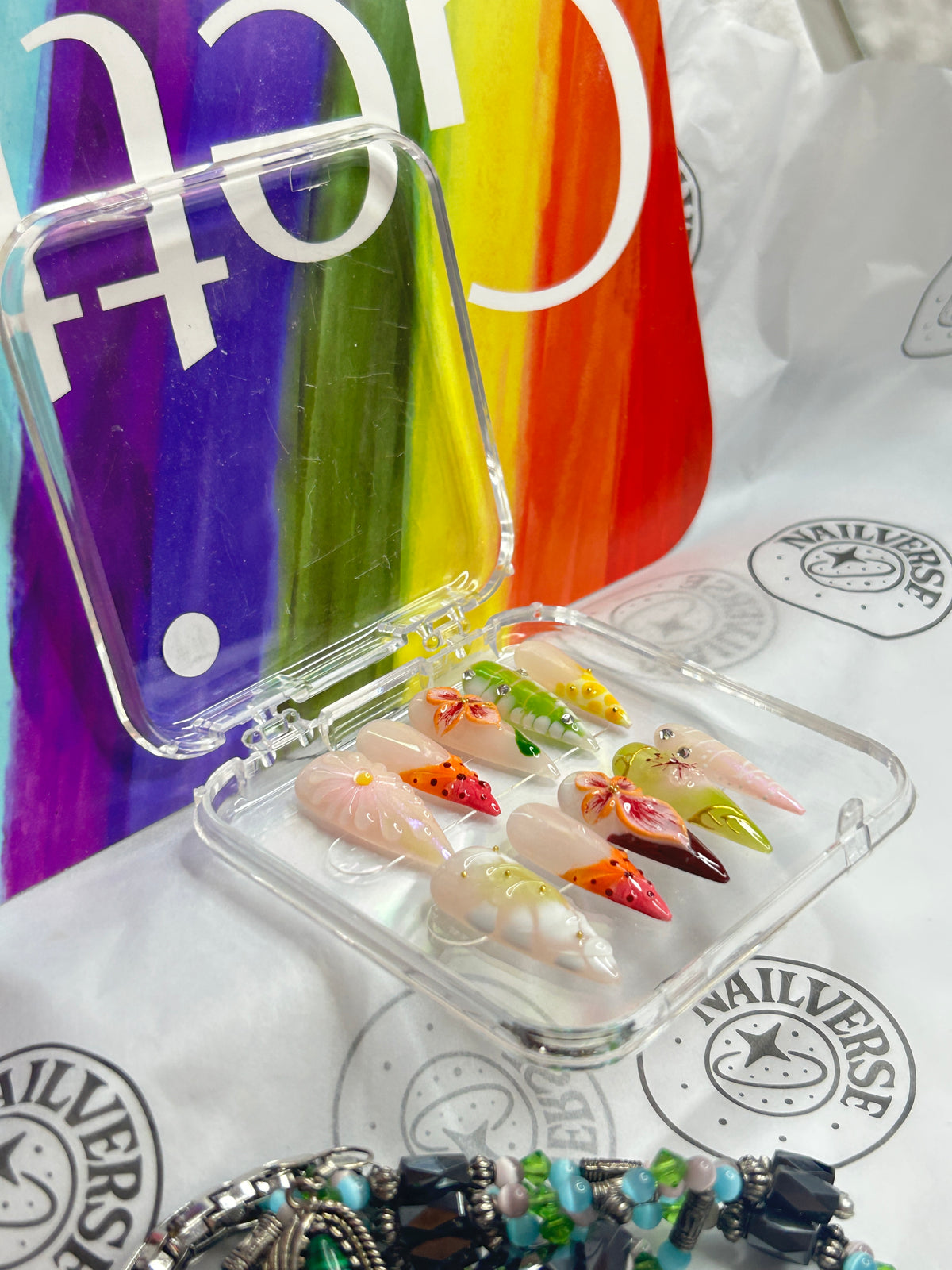 Handmade Colorful Dessert Press-On Nails – Reusable False Nails