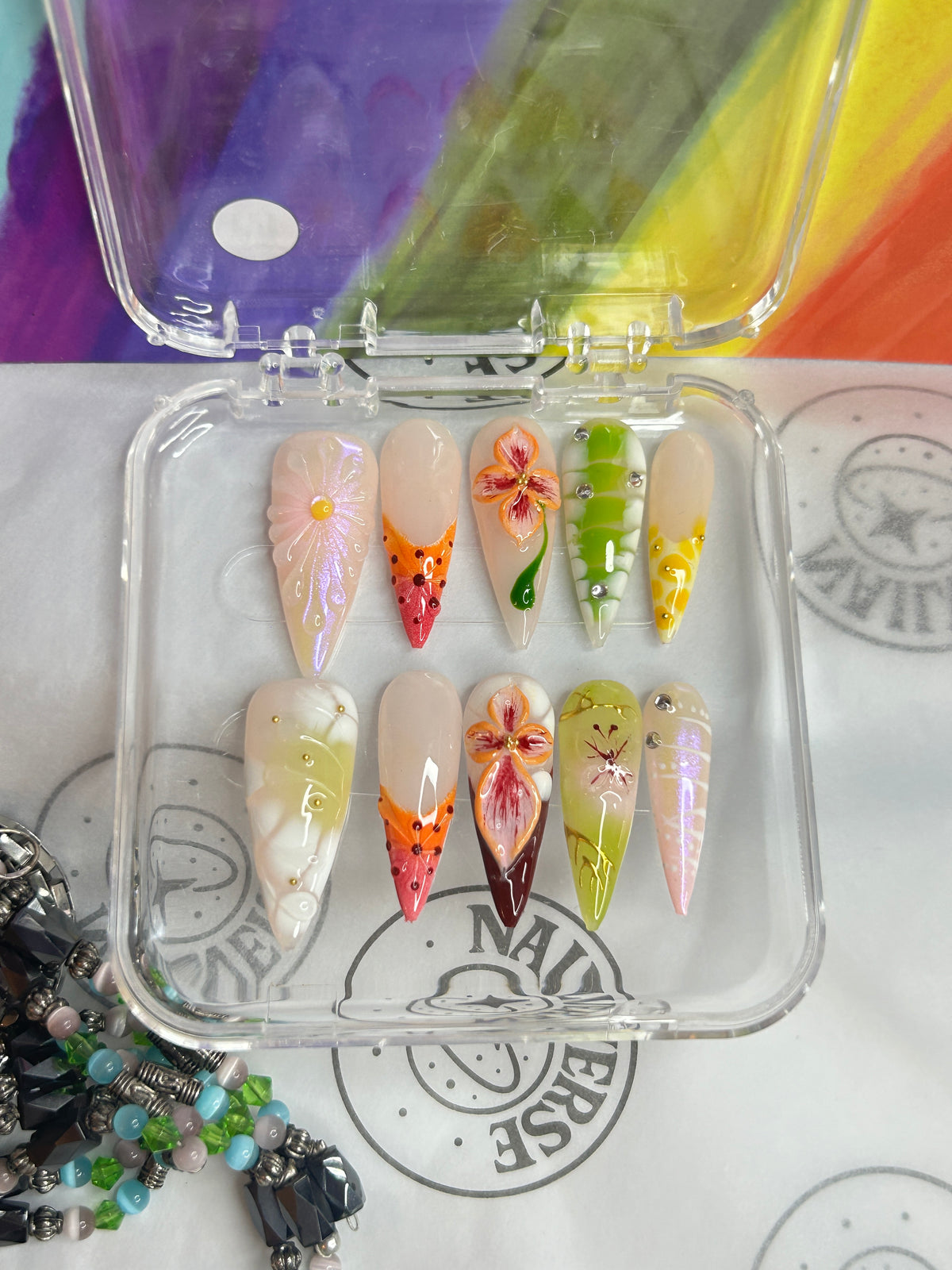 Handmade Colorful Dessert Press-On Nails – Reusable False Nails