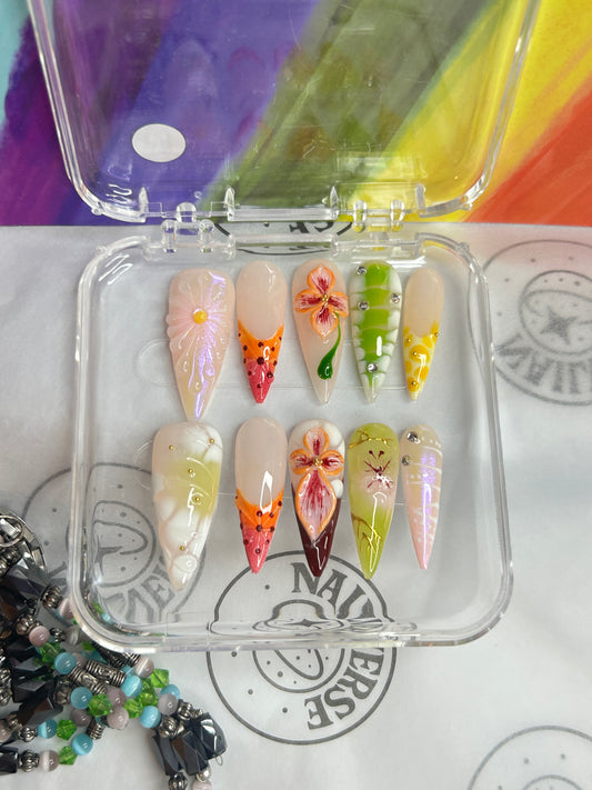 Handmade Colorful Dessert Press-On Nails – Reusable False Nails