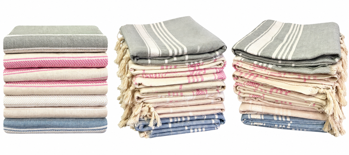 Turkish Cotton Shower Towel with Decorative Fringe