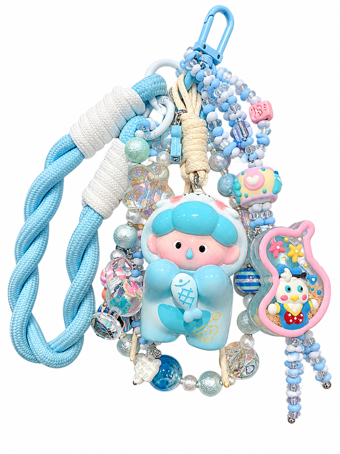 Blue Cute Beaded Bag Charm & Keychain