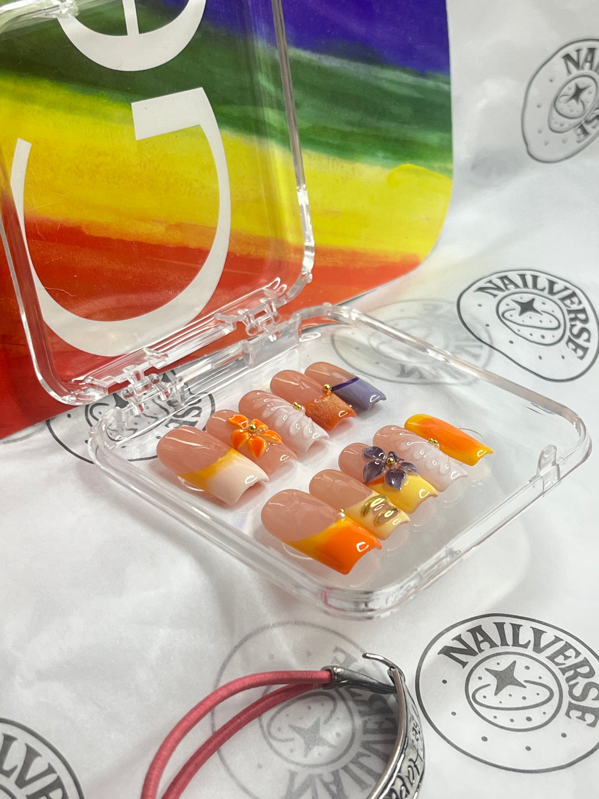 Peach Orange French Tip Press-On Nails
