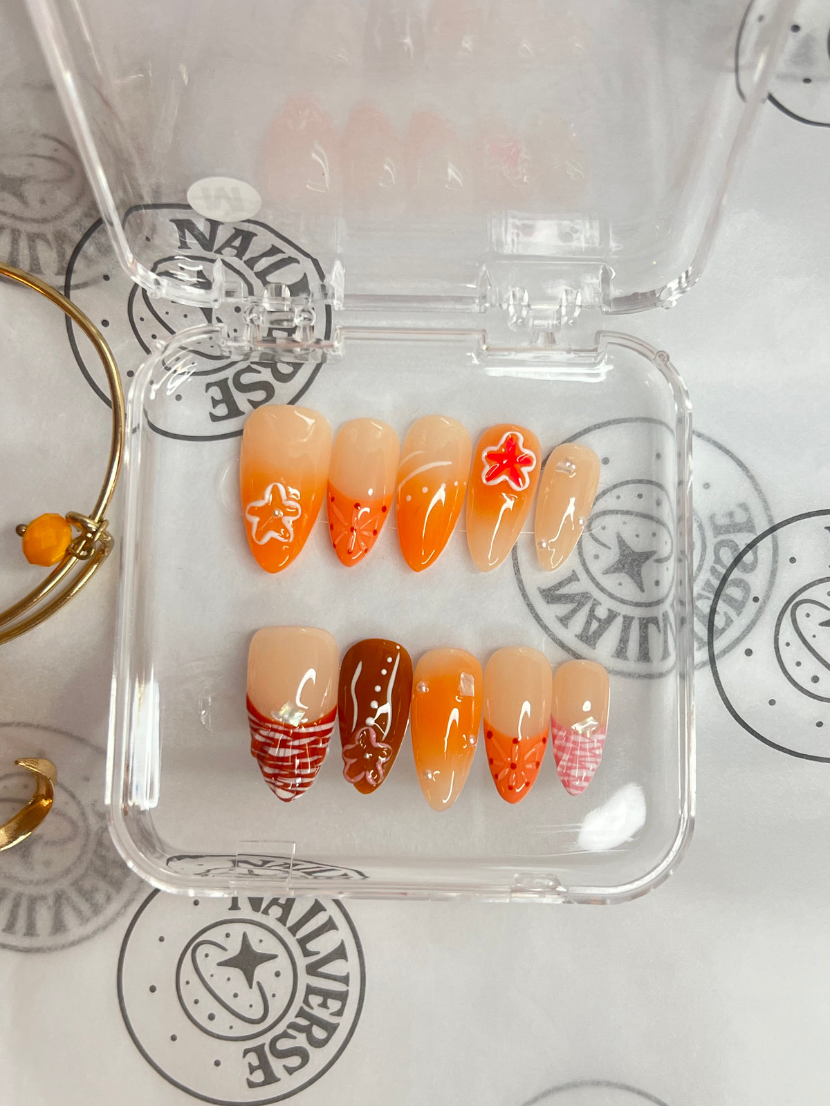 Orange Ombre French Tip Press-On Nails