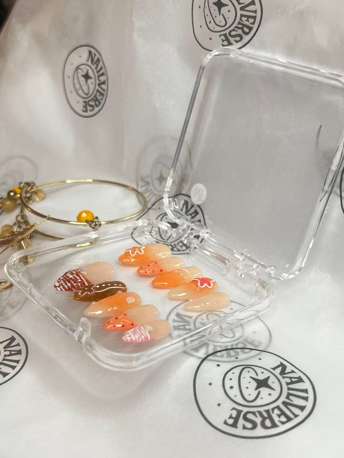 Orange Ombre French Tip Press-On Nails