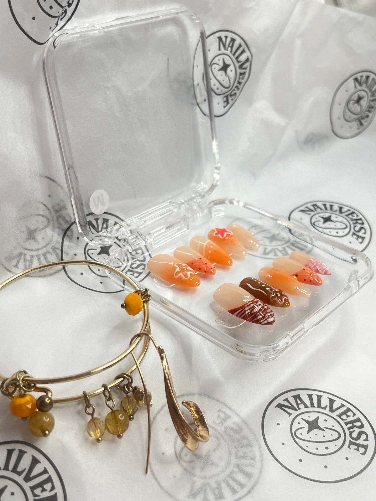 Orange Ombre French Tip Press-On Nails