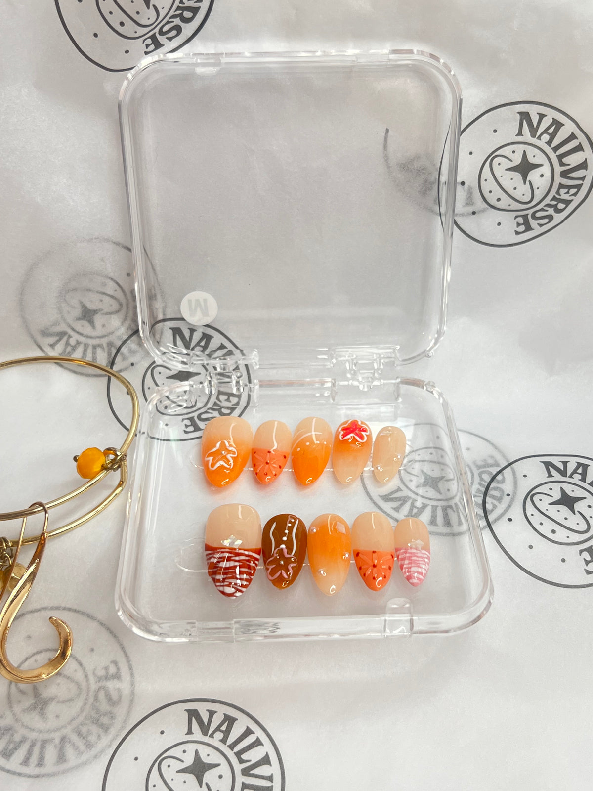 Orange Ombre French Tip Press-On Nails