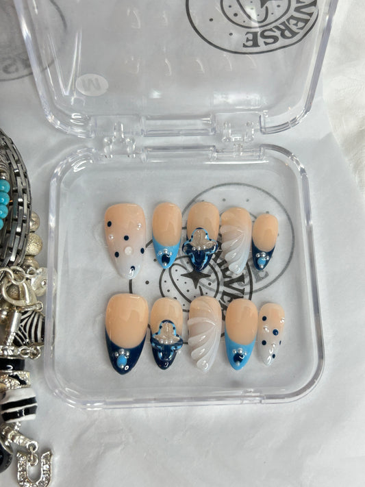 Nude Blue French Tip Press-On Nails