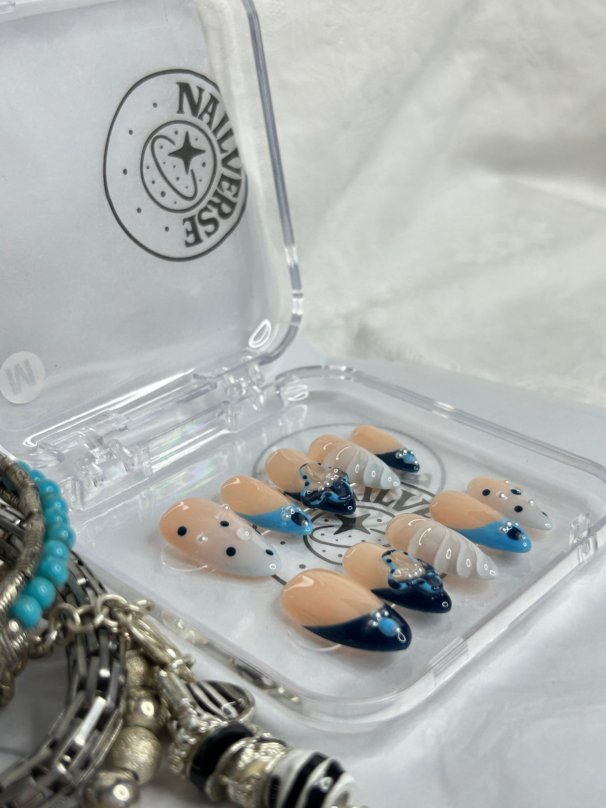 Nude Blue French Tip Press-On Nails