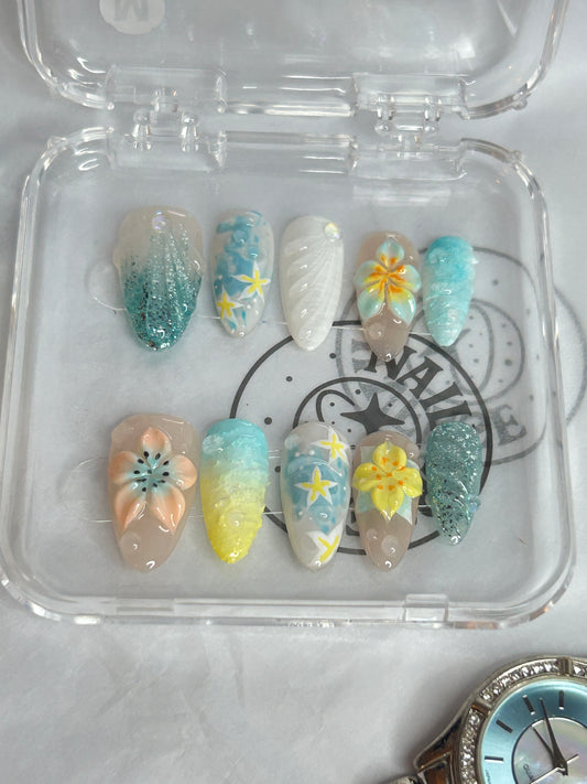 Tropical Summer 3D Handmade Press-On Nails