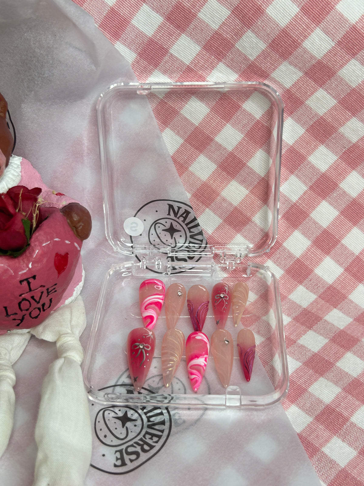 Pink Swirl 3D Press-On Nails | Handmade Barbie Style Nail Art