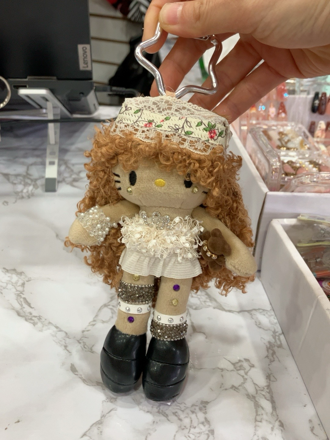 Vintage Floral Plush Doll Keychain