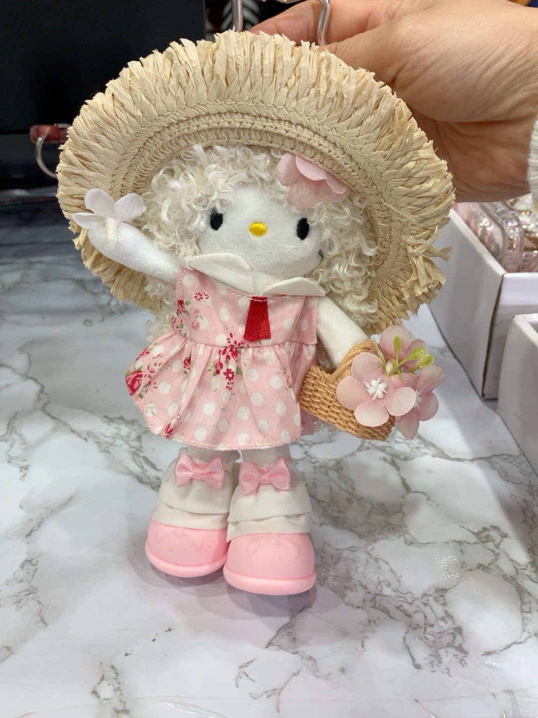 Cute Plush Doll with Sun Hat & Flower Basket