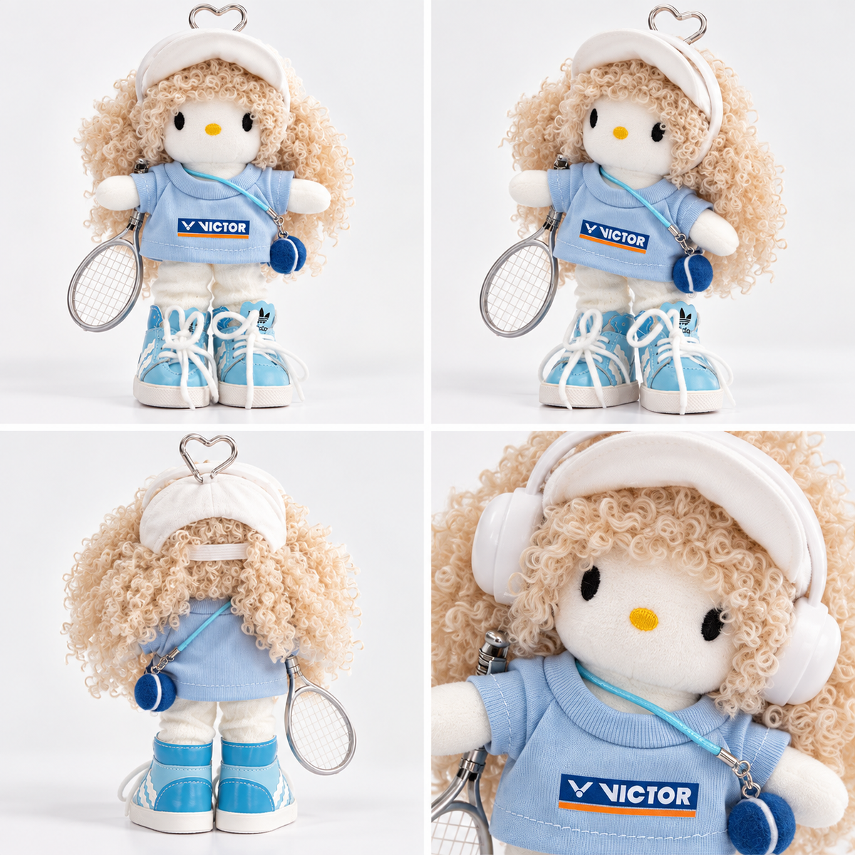 Handmade Plush Doll Keychain – Blue Sports Style
