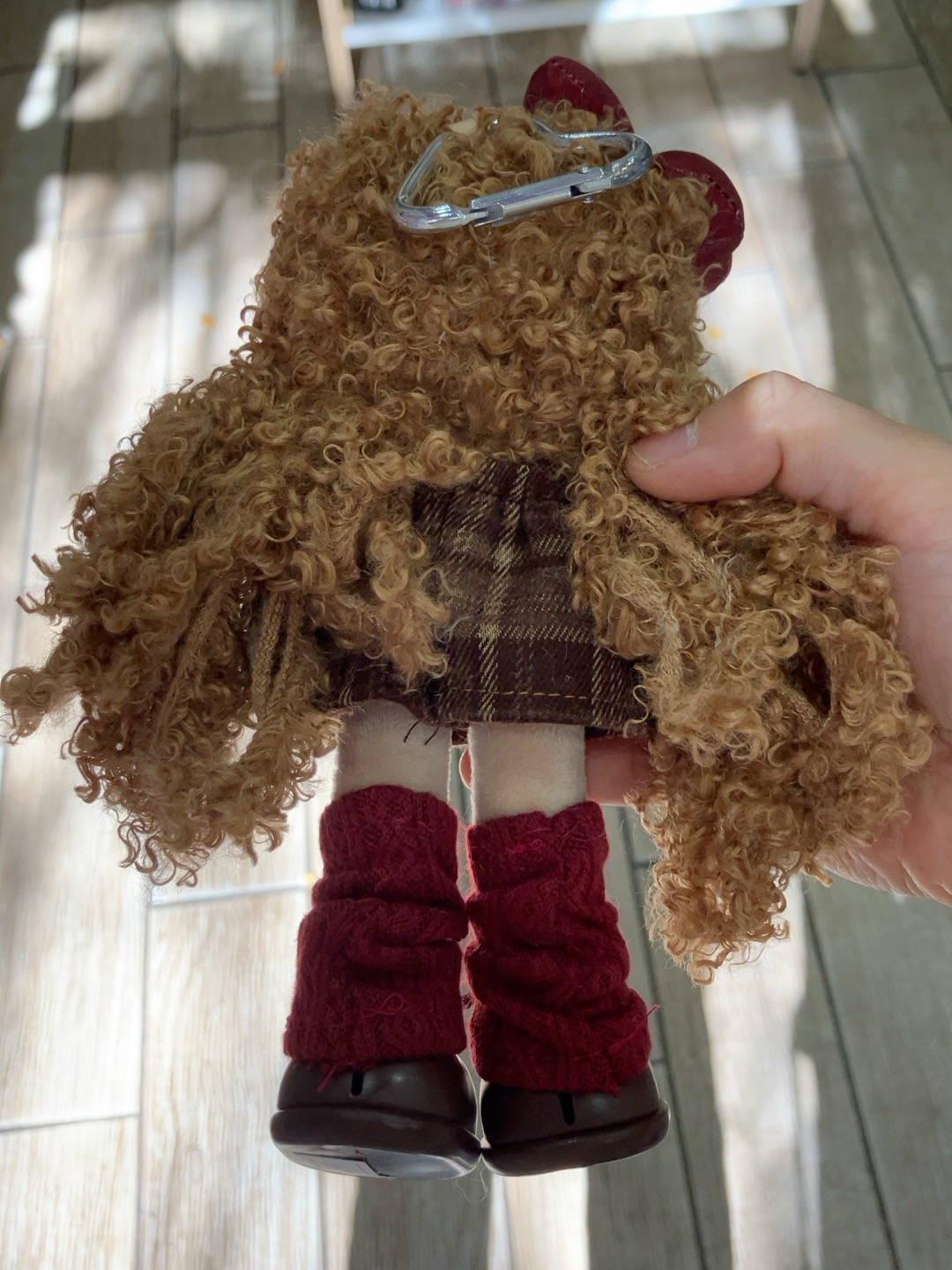 Handmade Brown Plaid Plush Doll Keychain
