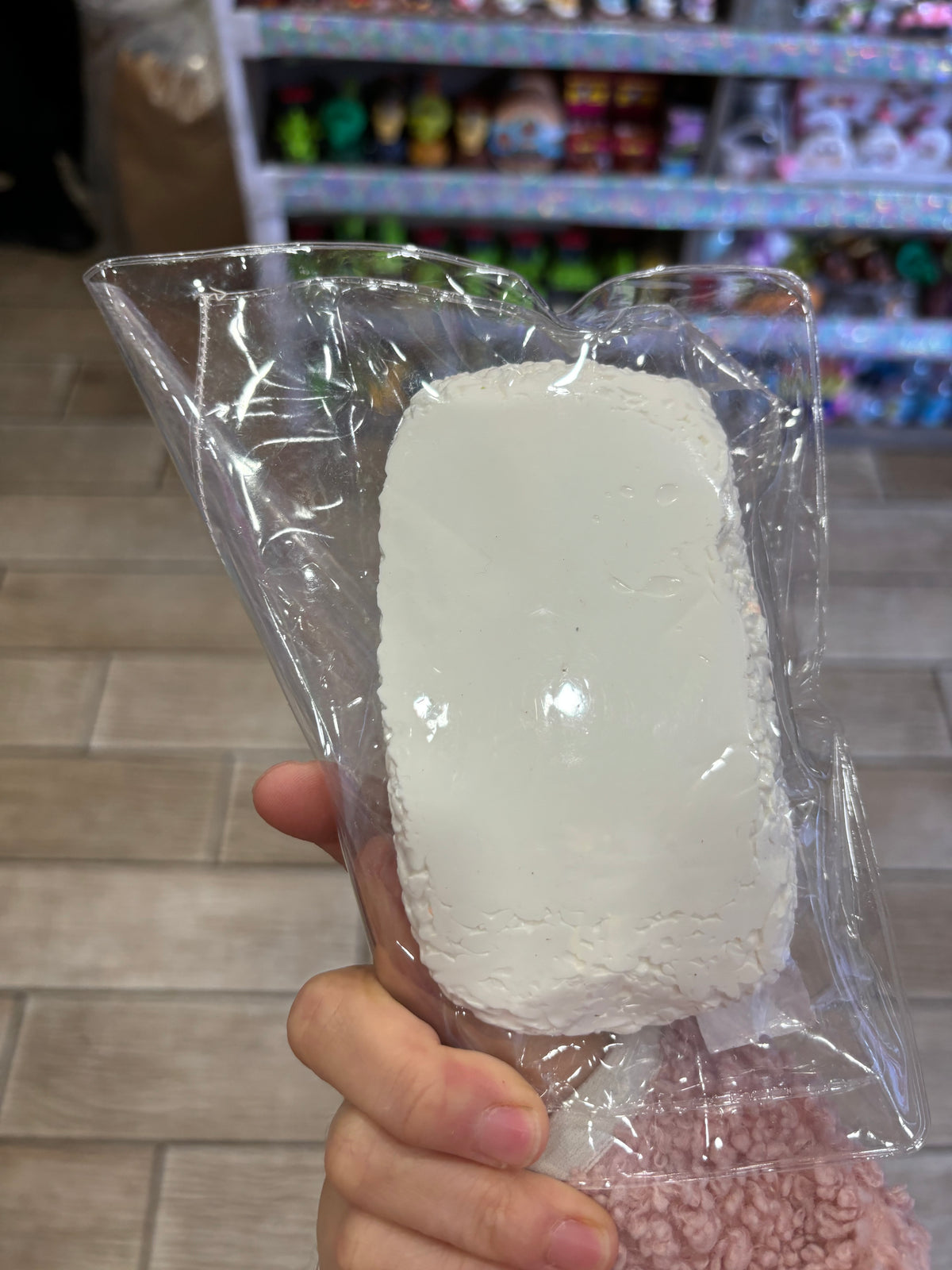 White Rice Cake Squishy Toy with Colorful Sprinkles