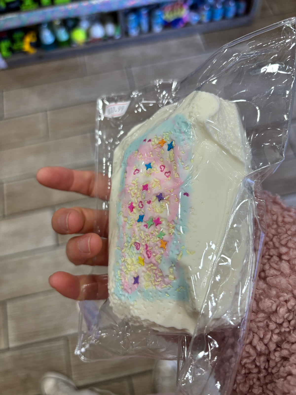 Strawberry Sprinkle Toast Squishy Toy – Pastel Kawaii Design