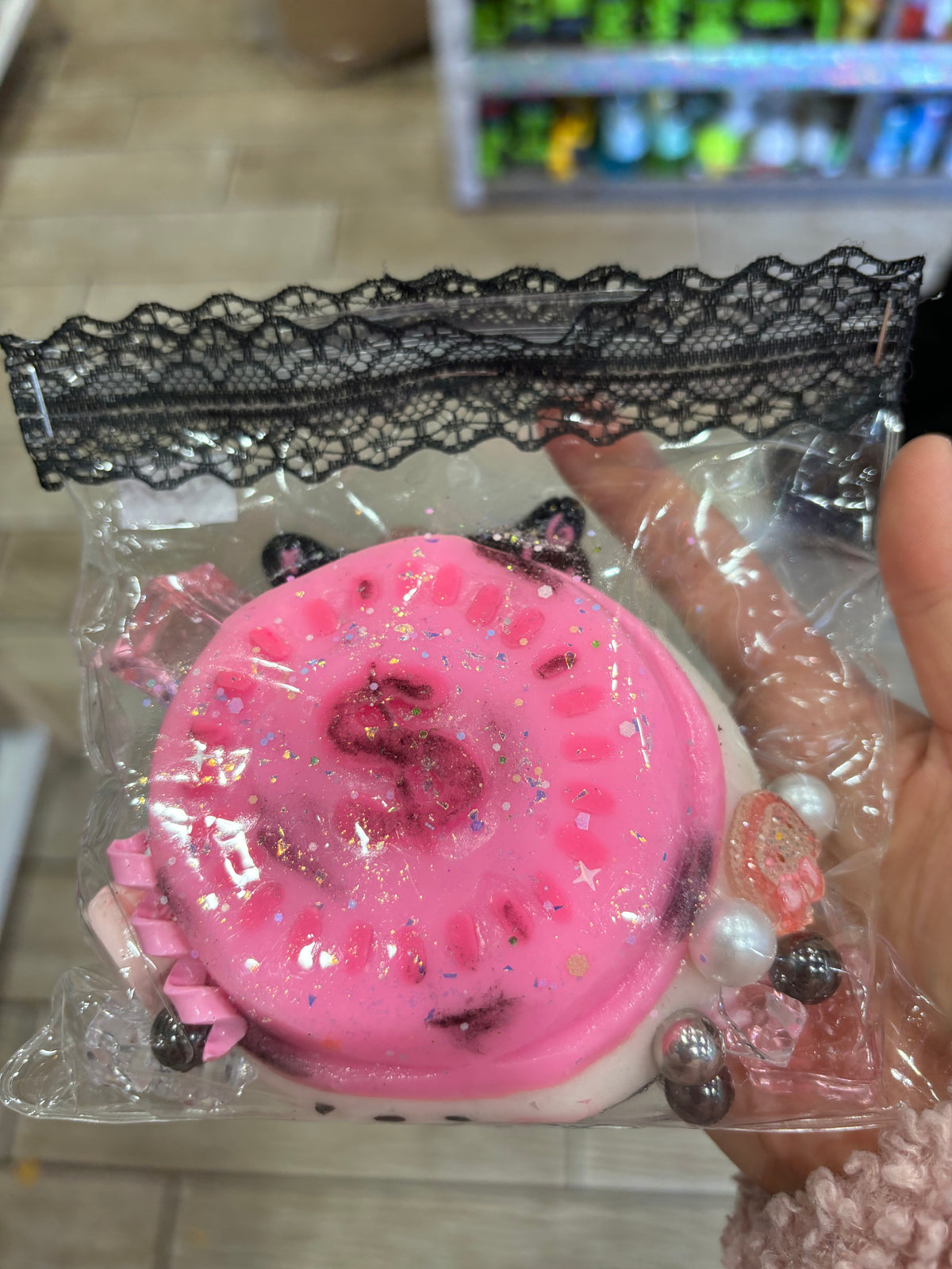 Black Pink Glitter Coin Purse Charm – Cute Kawaii Design
