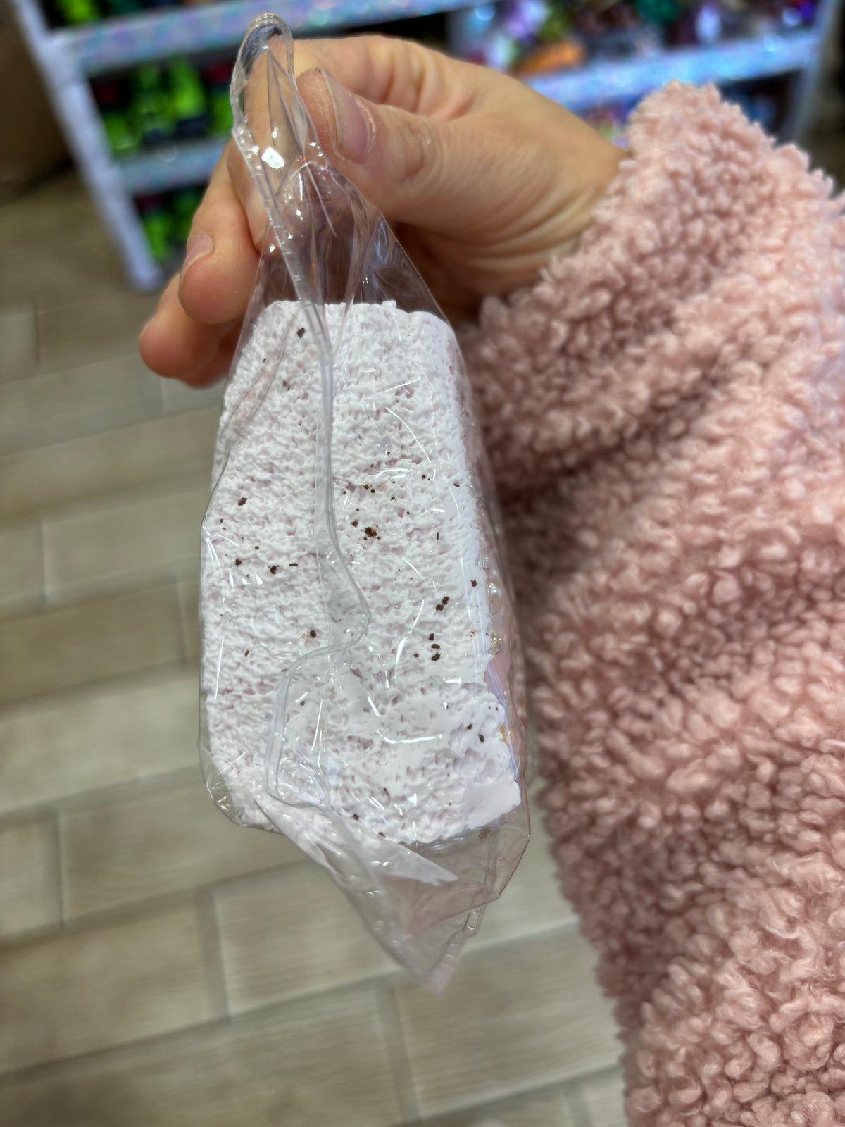Lavender Rice Cake Squishy Toy with Rainbow Sprinkles