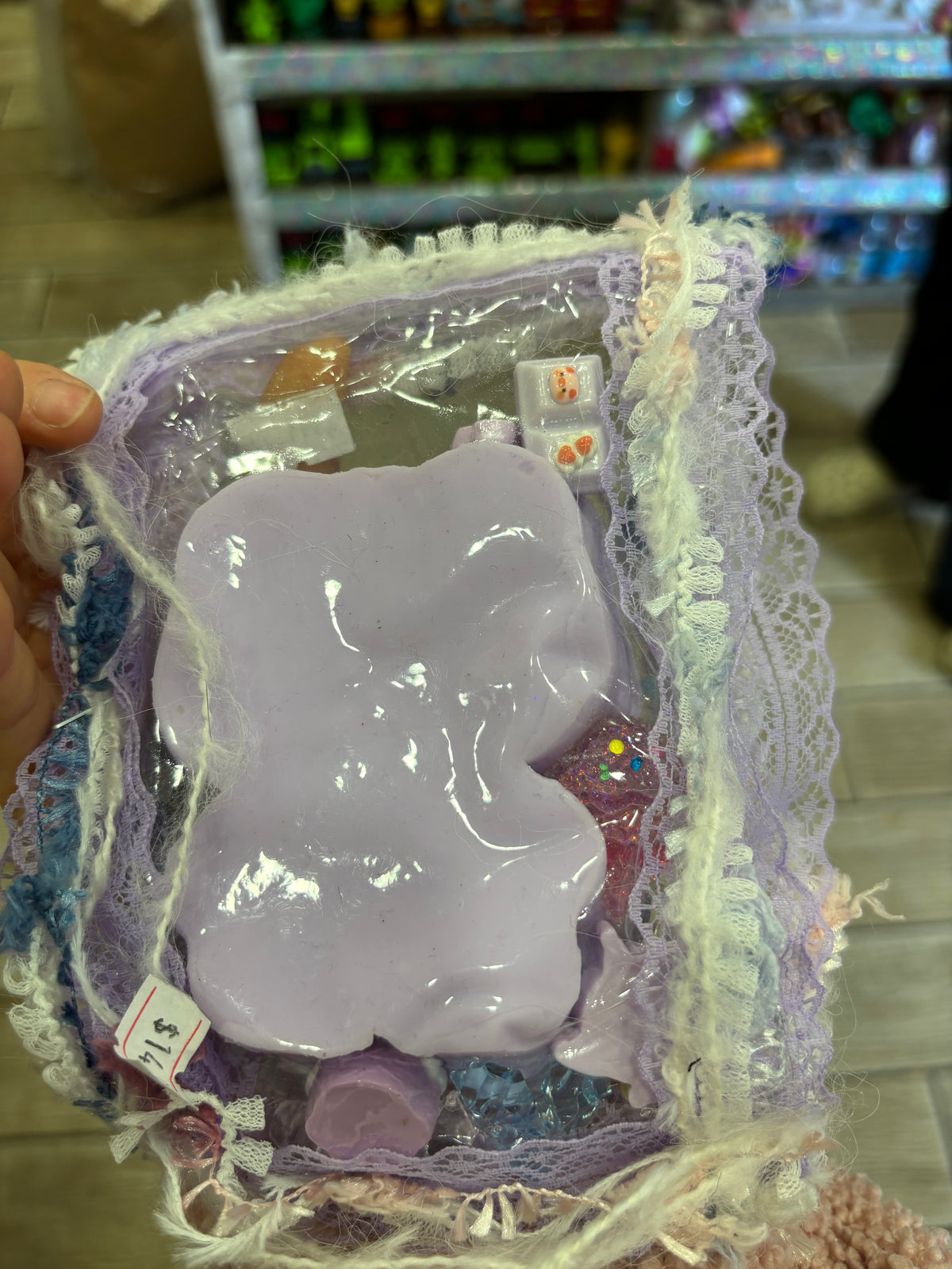 Purple Teddy Bear Squishy Toy – Pink Heart Kawaii Design
