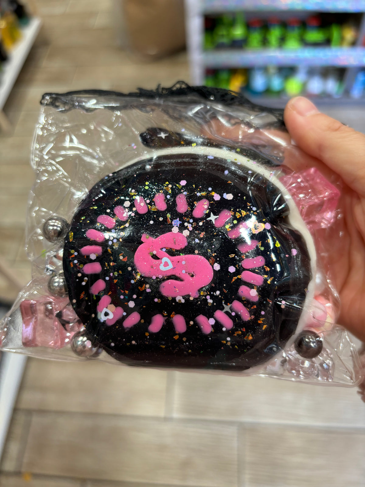 Black Pink Glitter Coin Purse Charm – Cute Kawaii Design