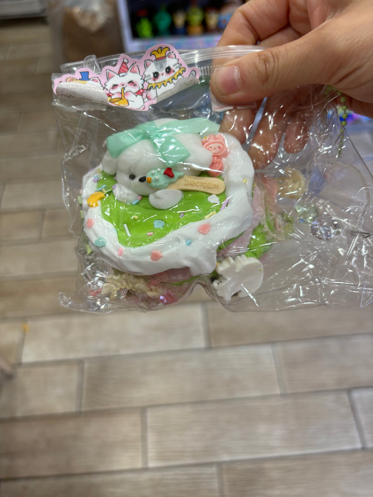 Cute Bunny Cake Squishy Toy Set – Mint Green
