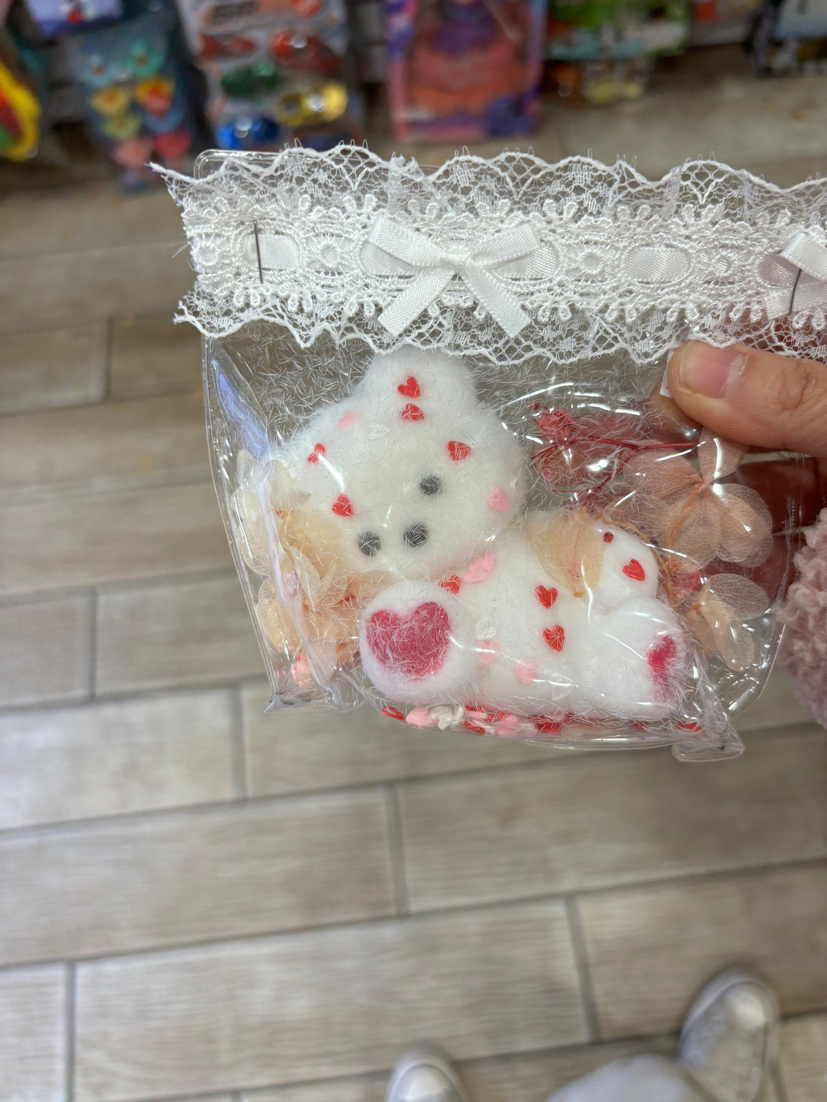 Cute White Bunny Squishy Toy – Heart Design with Lace Gift Packaging