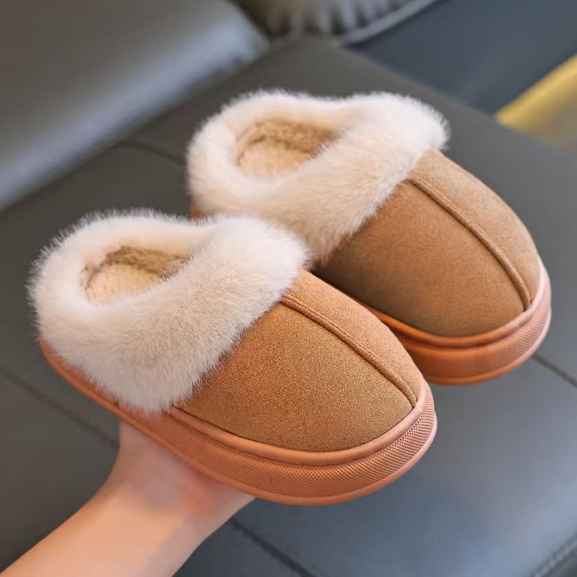 Women's Cozy Fuzzy Lined Slippers – Brown Suede Style Indoor House Shoes