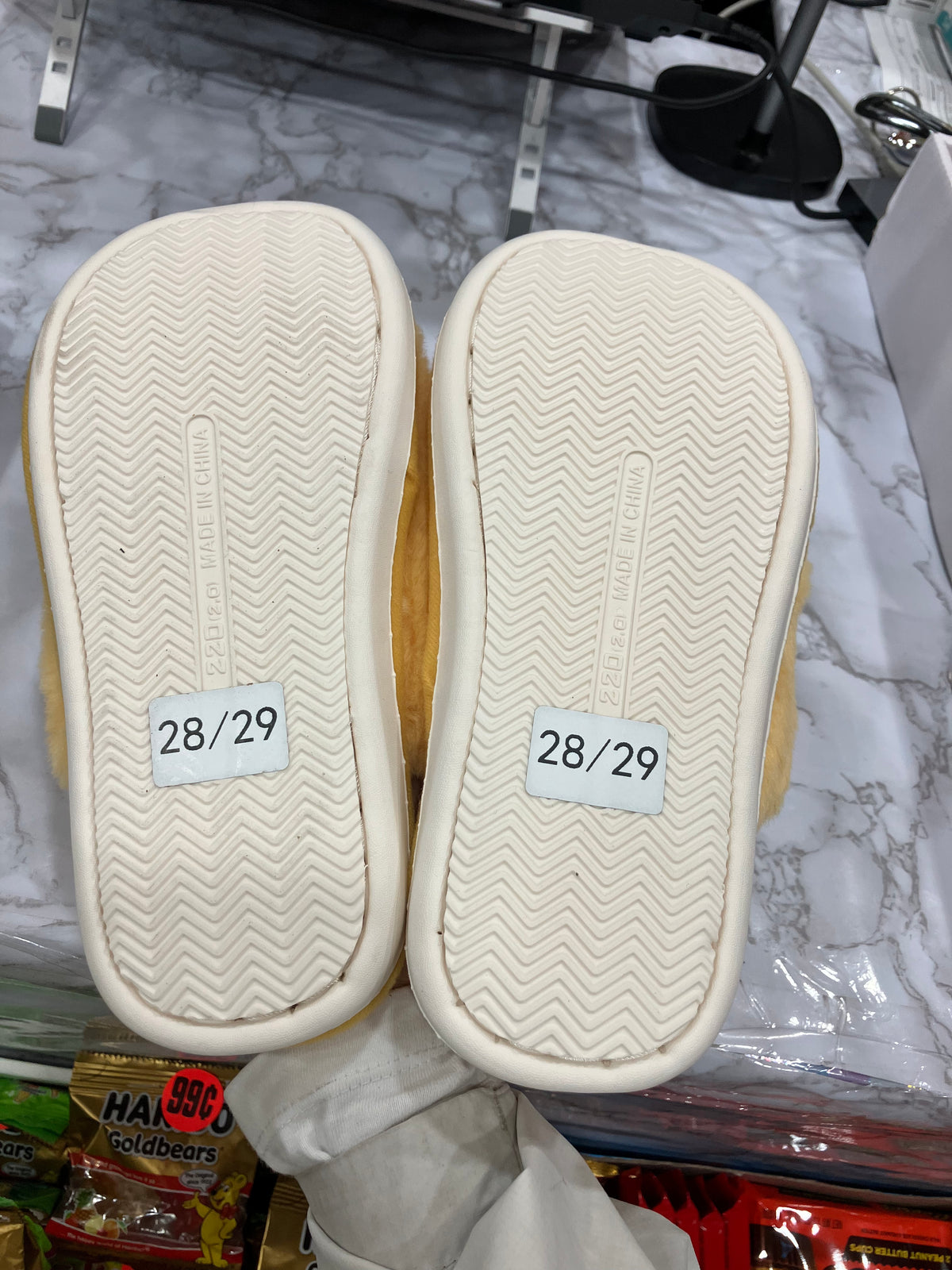 Cute Plush Animal Slippers for Kids and Adults – Yellow Fuzzy Indoor House Slippers