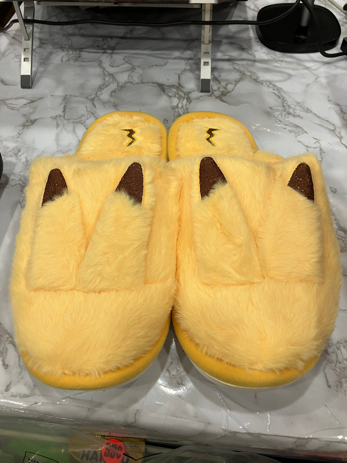 Cute Plush Animal Slippers for Kids and Adults – Yellow Fuzzy Indoor House Slippers