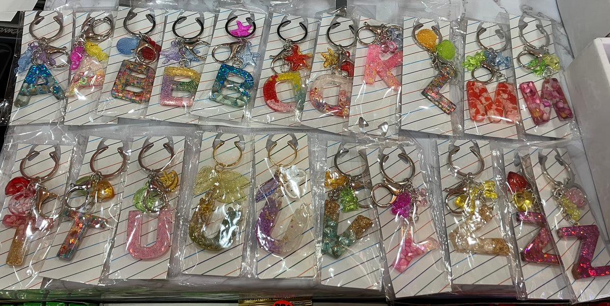 Colorful Glitter Alphabet Letter Keychain