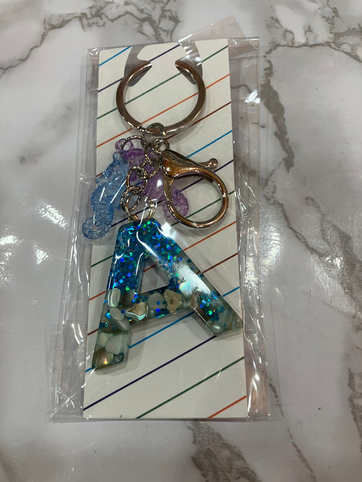 Colorful Glitter Alphabet Letter Keychain