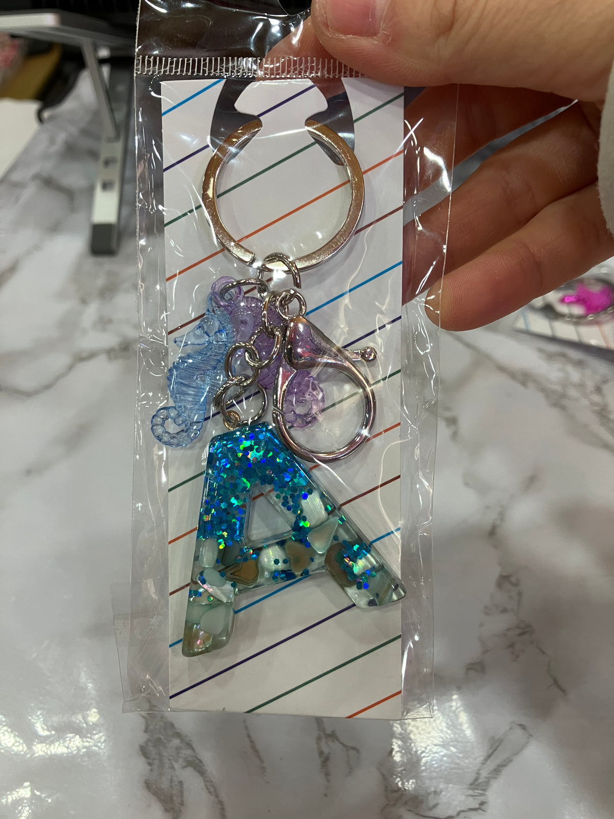 Colorful Glitter Alphabet Letter Keychain