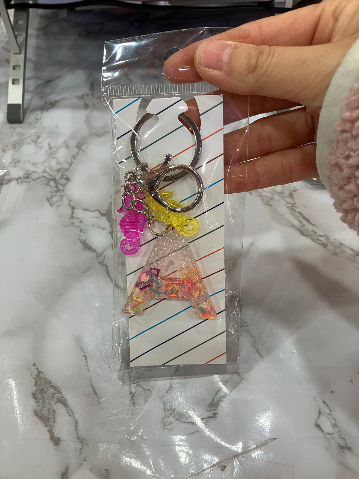 Colorful Glitter Alphabet Letter Keychain