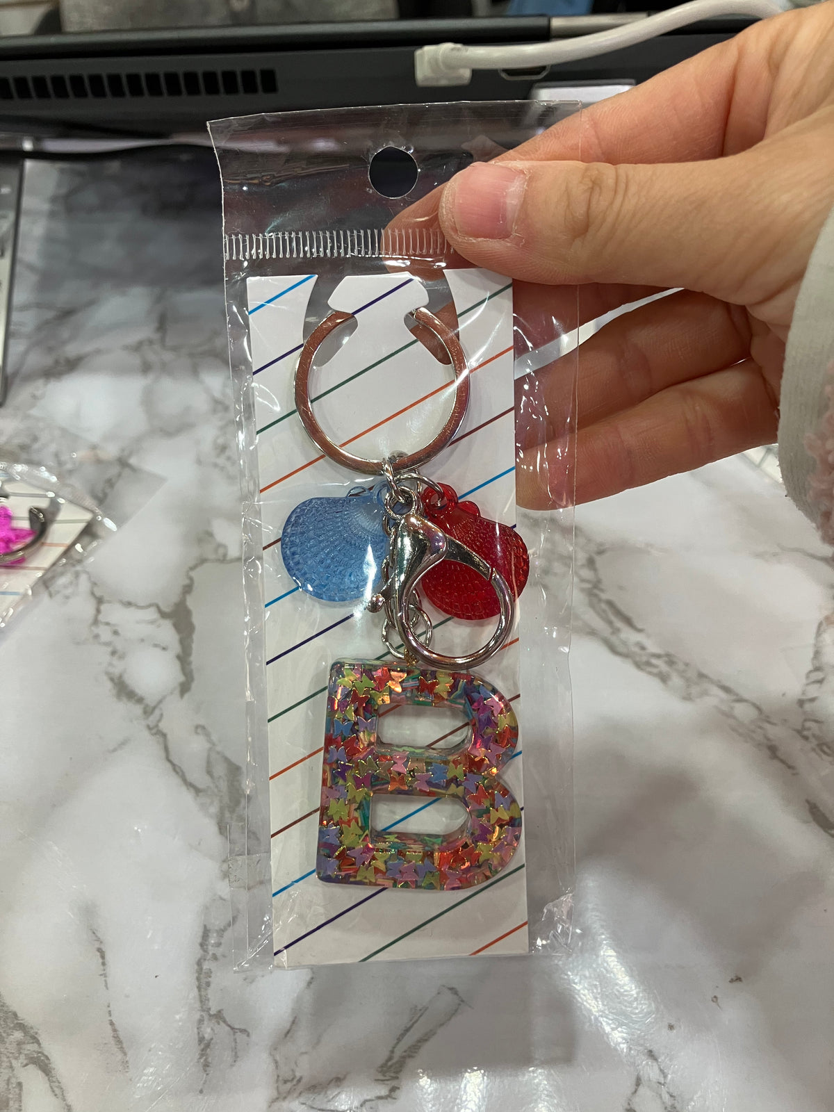 Colorful Glitter Alphabet Letter Keychain