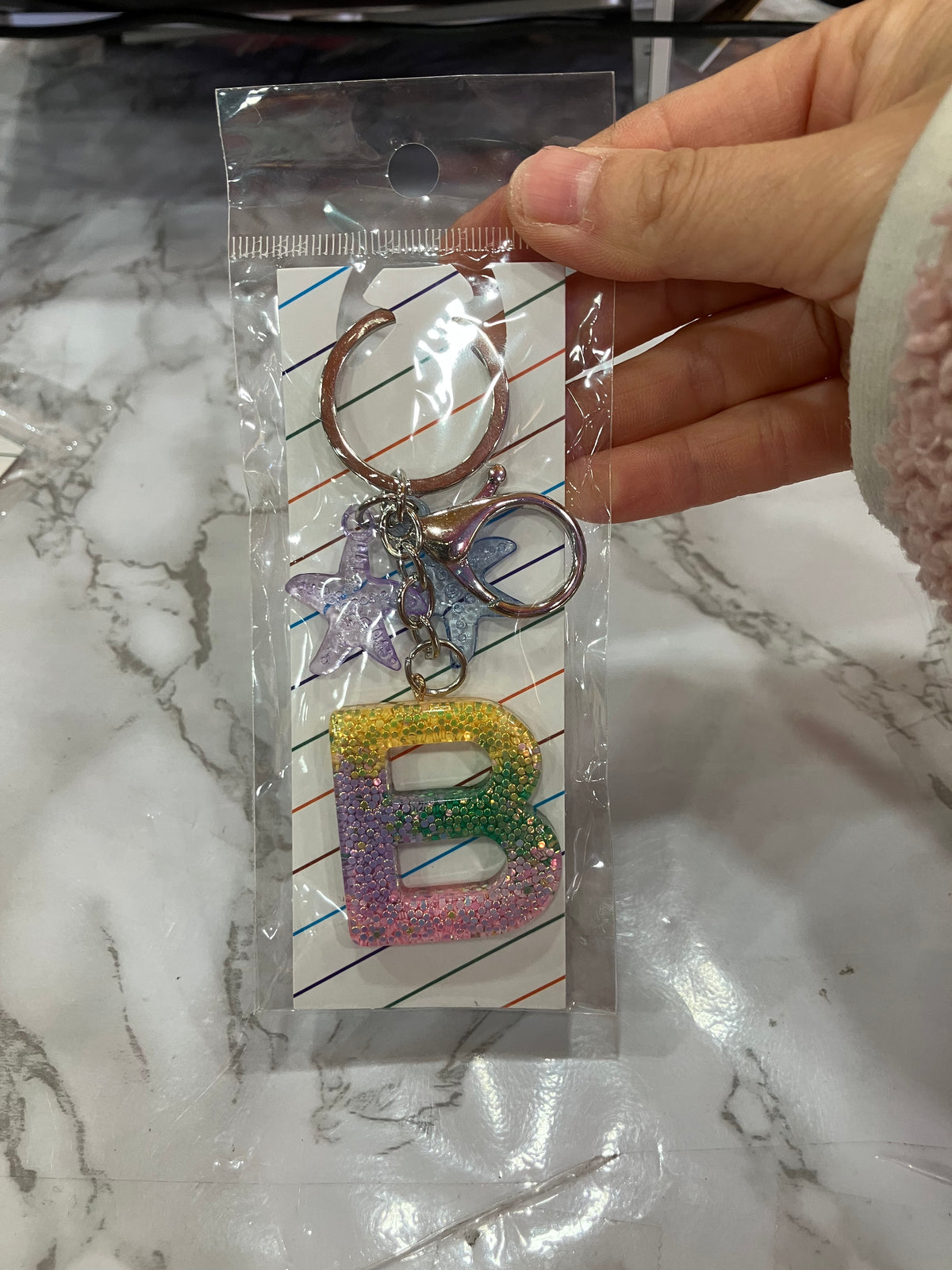 Colorful Glitter Alphabet Letter Keychain