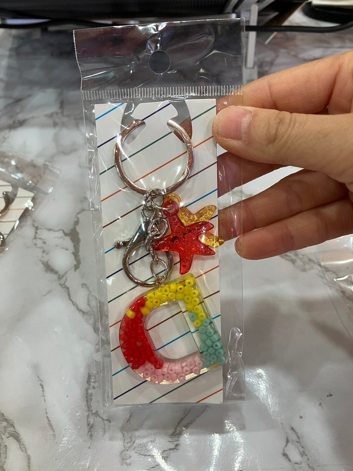 Colorful Glitter Alphabet Letter Keychain