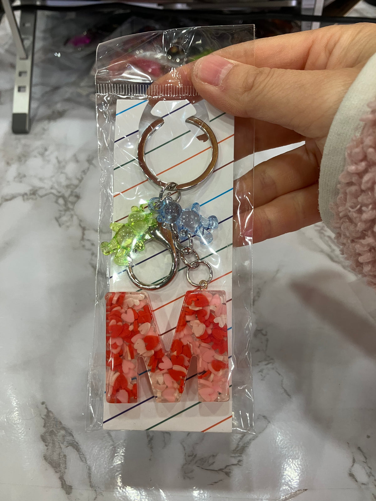 Colorful Glitter Alphabet Letter Keychain