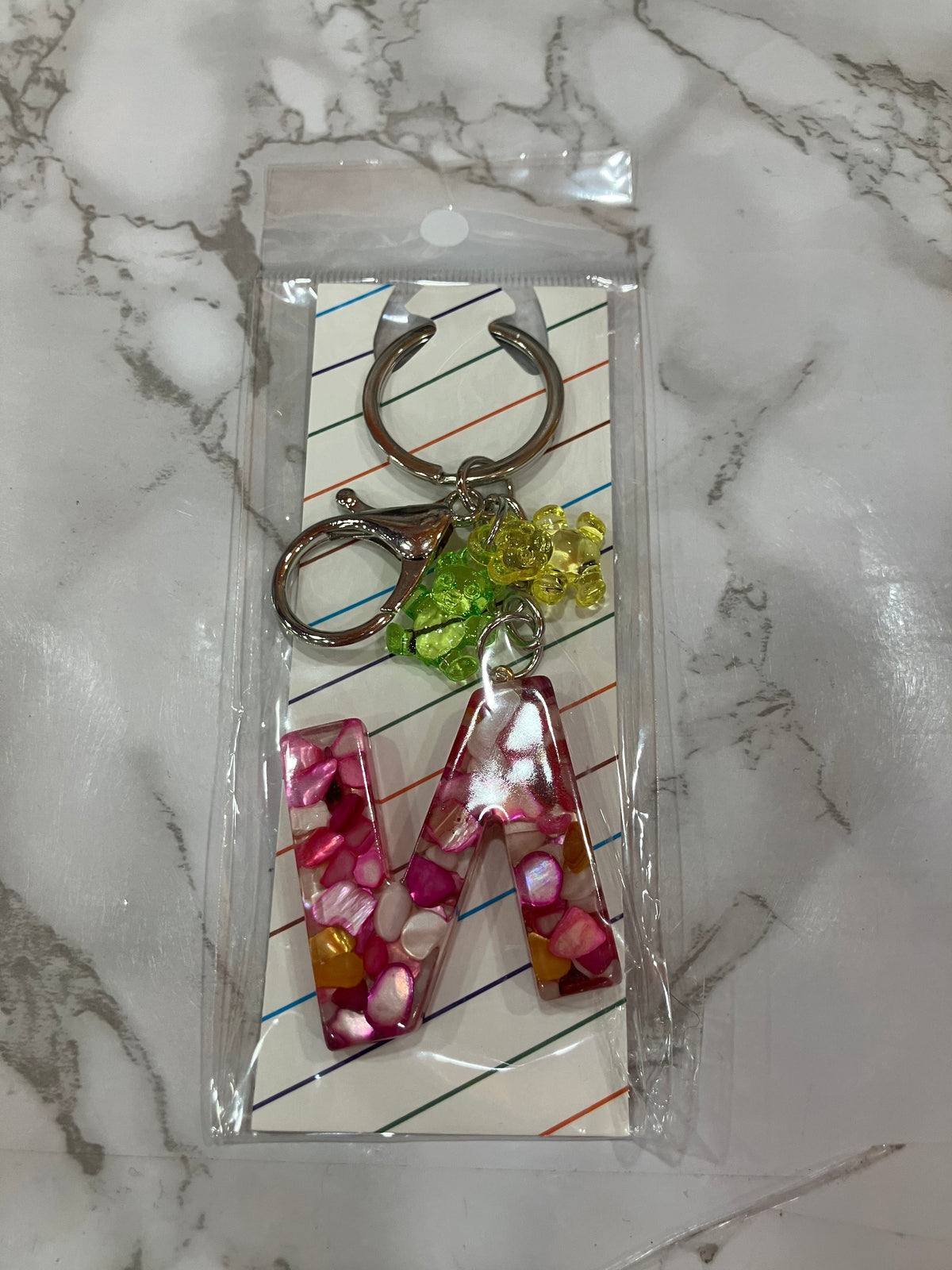 Colorful Glitter Alphabet Letter Keychain