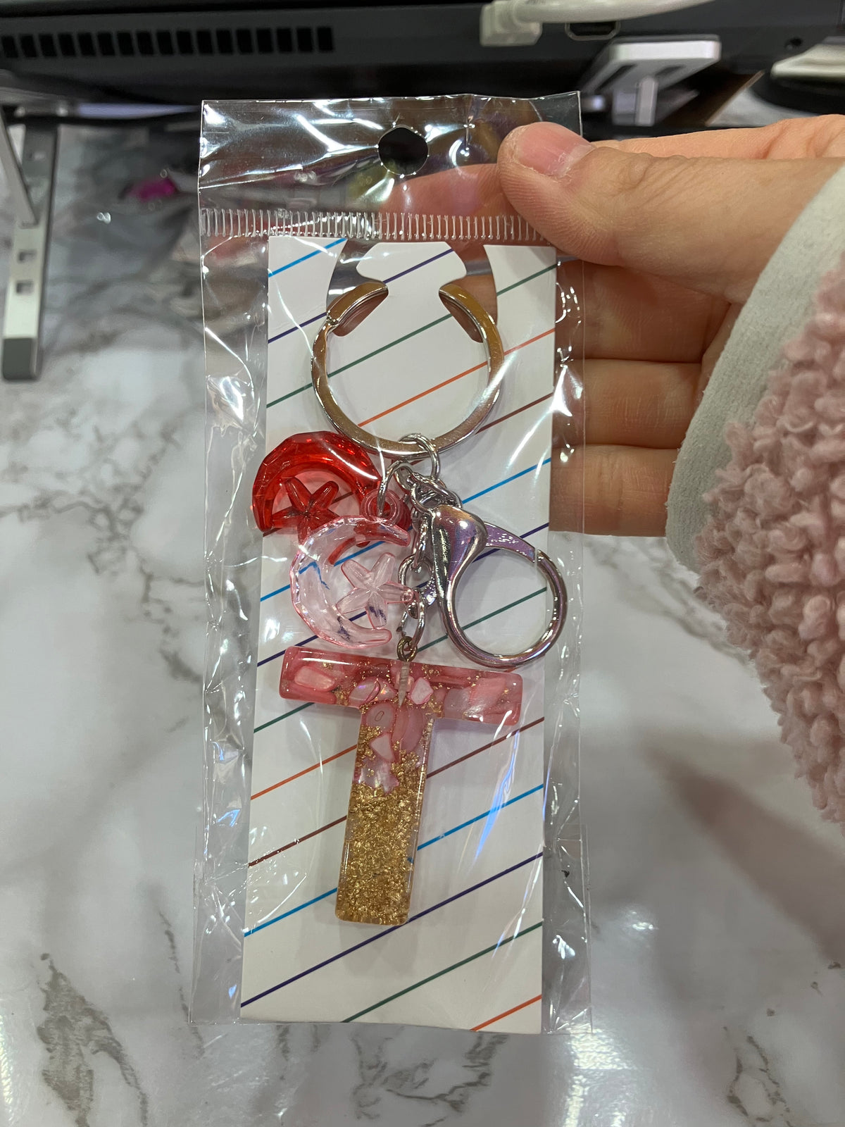 Colorful Glitter Alphabet Letter Keychain