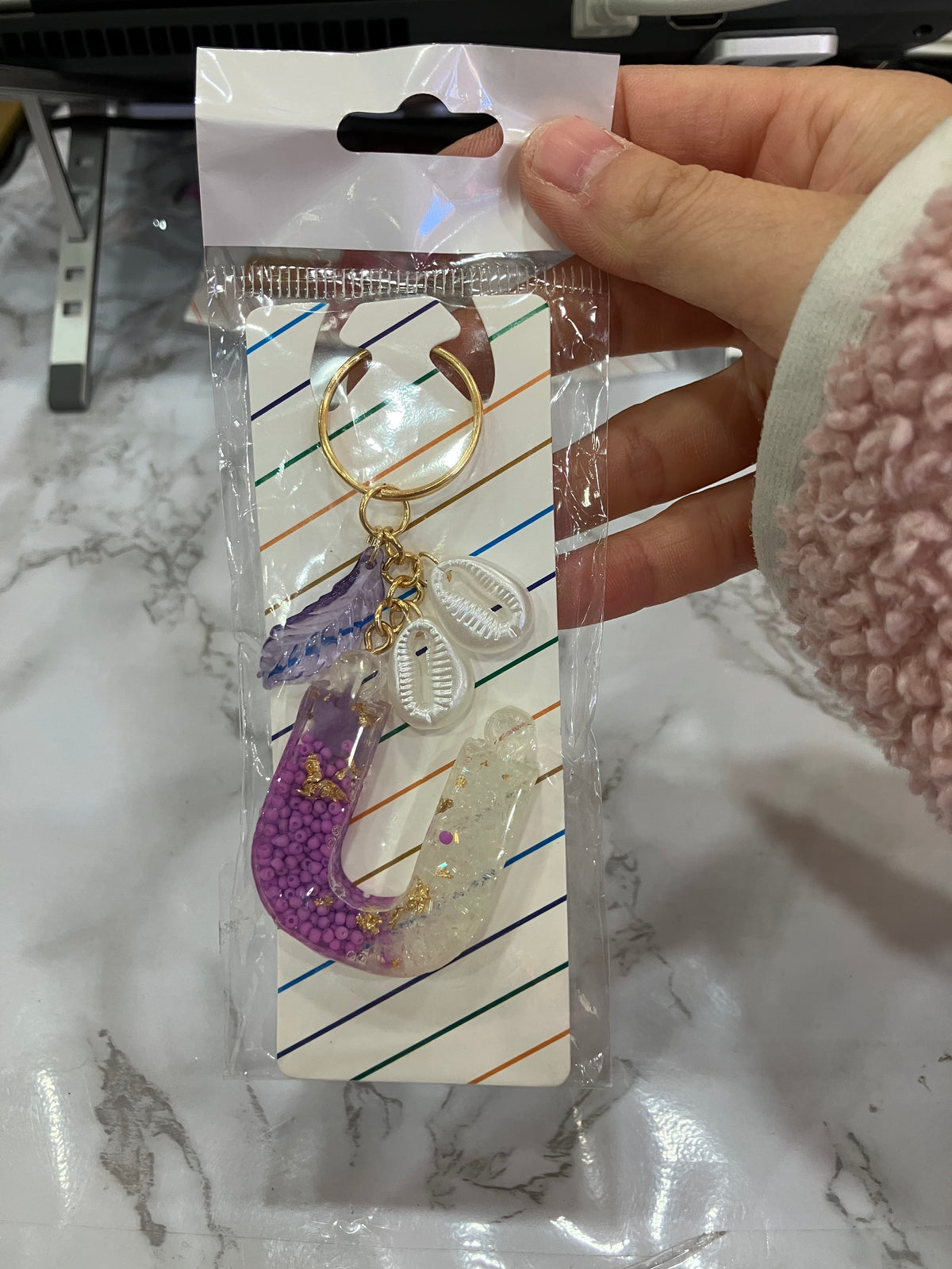 Colorful Glitter Alphabet Letter Keychain