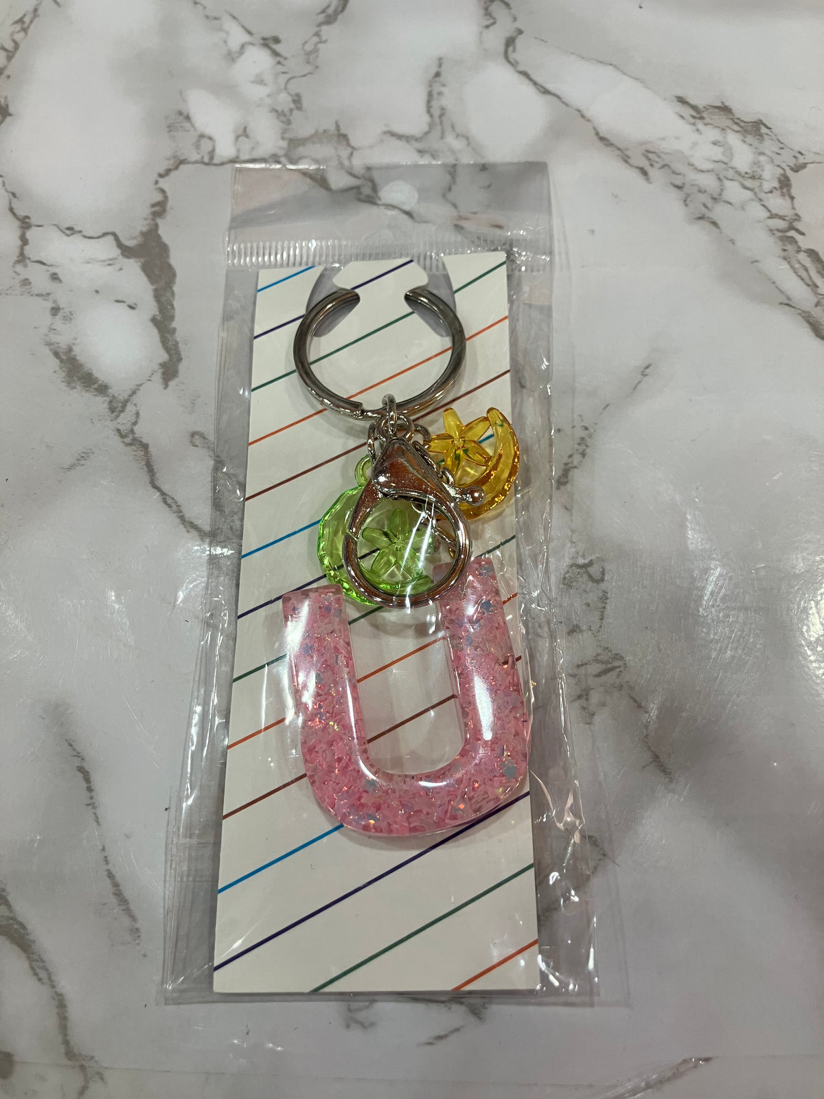 Colorful Glitter Alphabet Letter Keychain