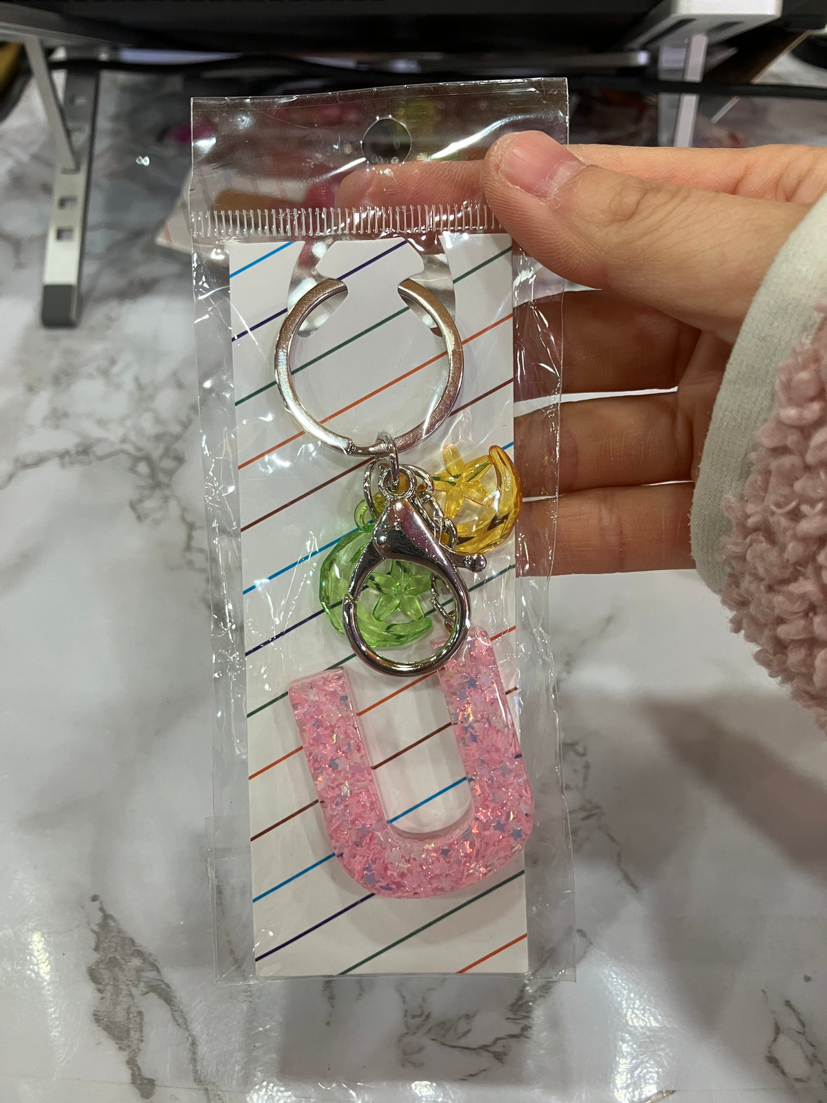 Colorful Glitter Alphabet Letter Keychain
