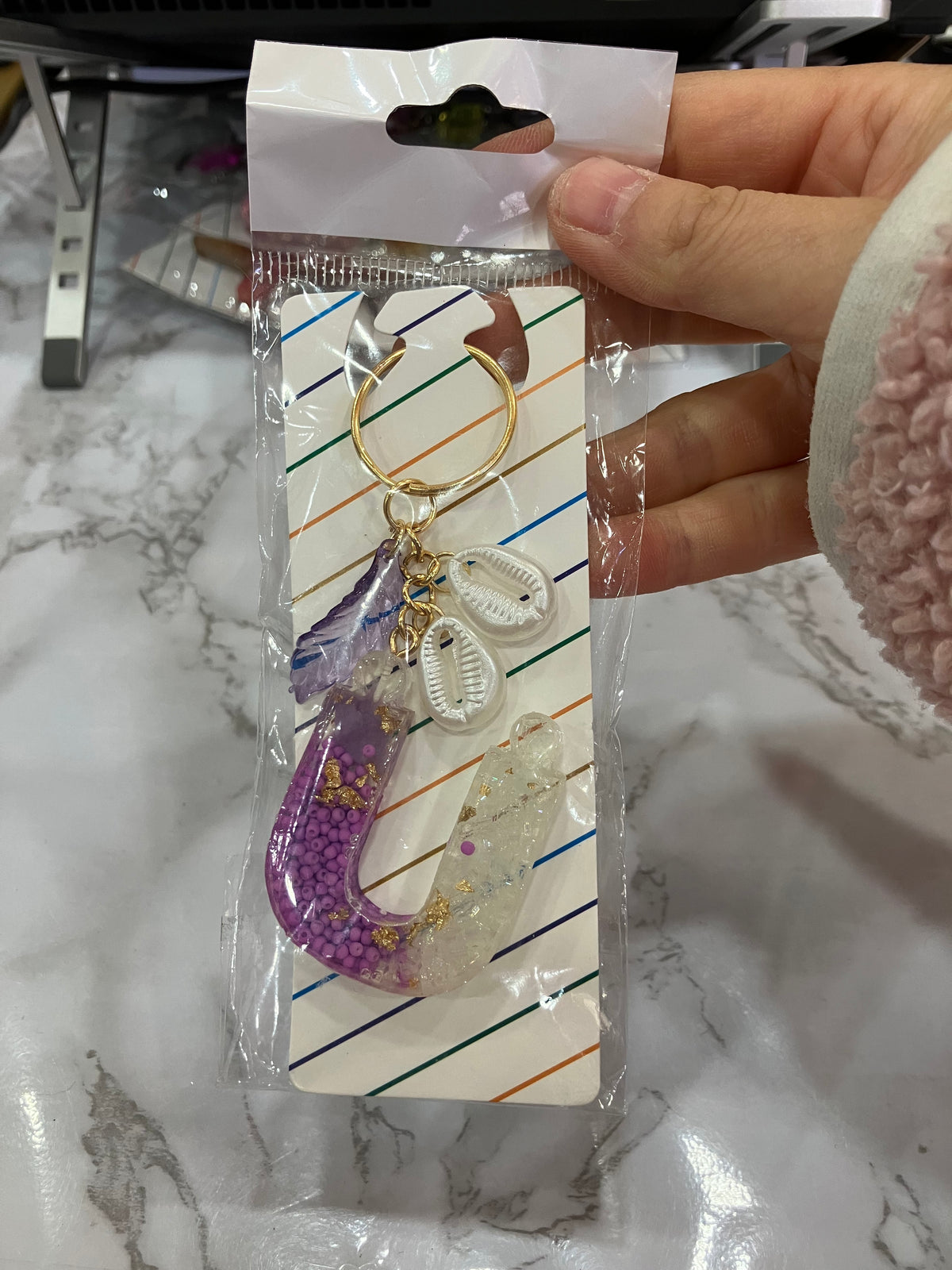 Colorful Glitter Alphabet Letter Keychain