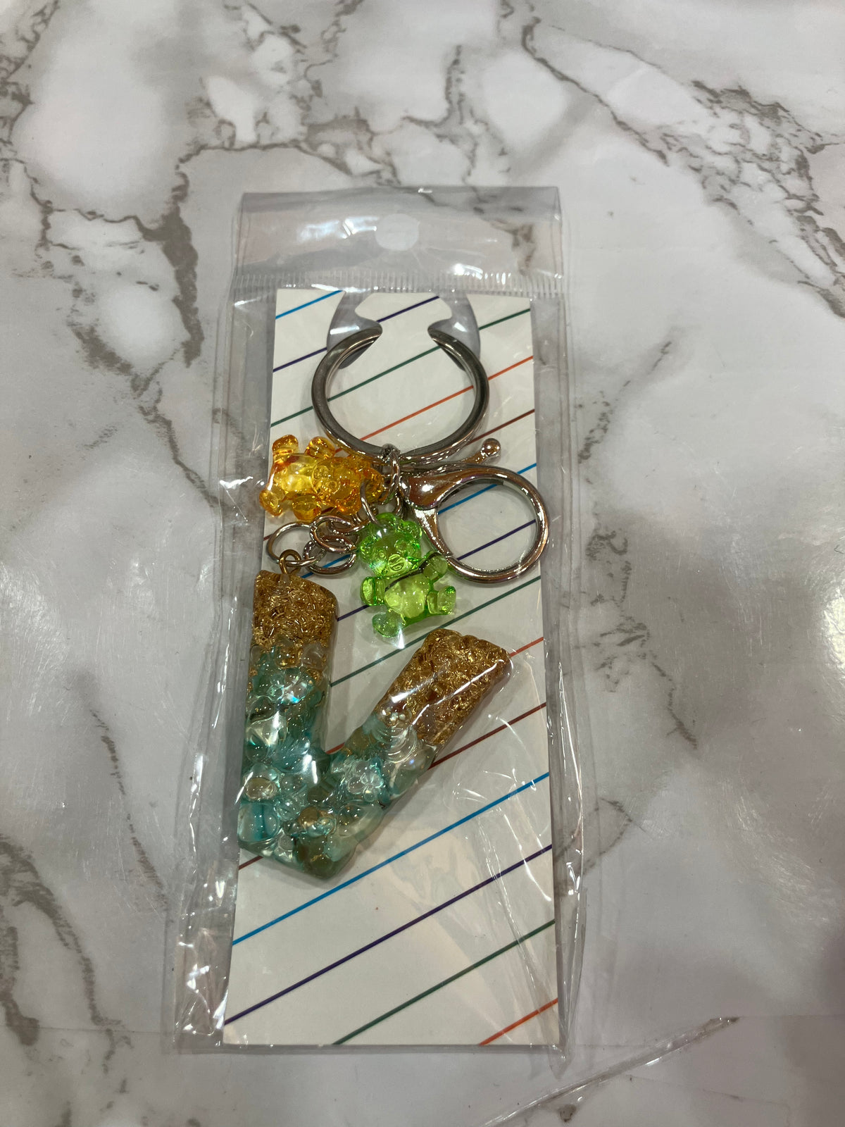Colorful Glitter Alphabet Letter Keychain