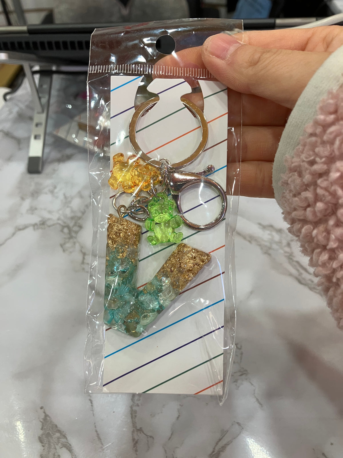Colorful Glitter Alphabet Letter Keychain