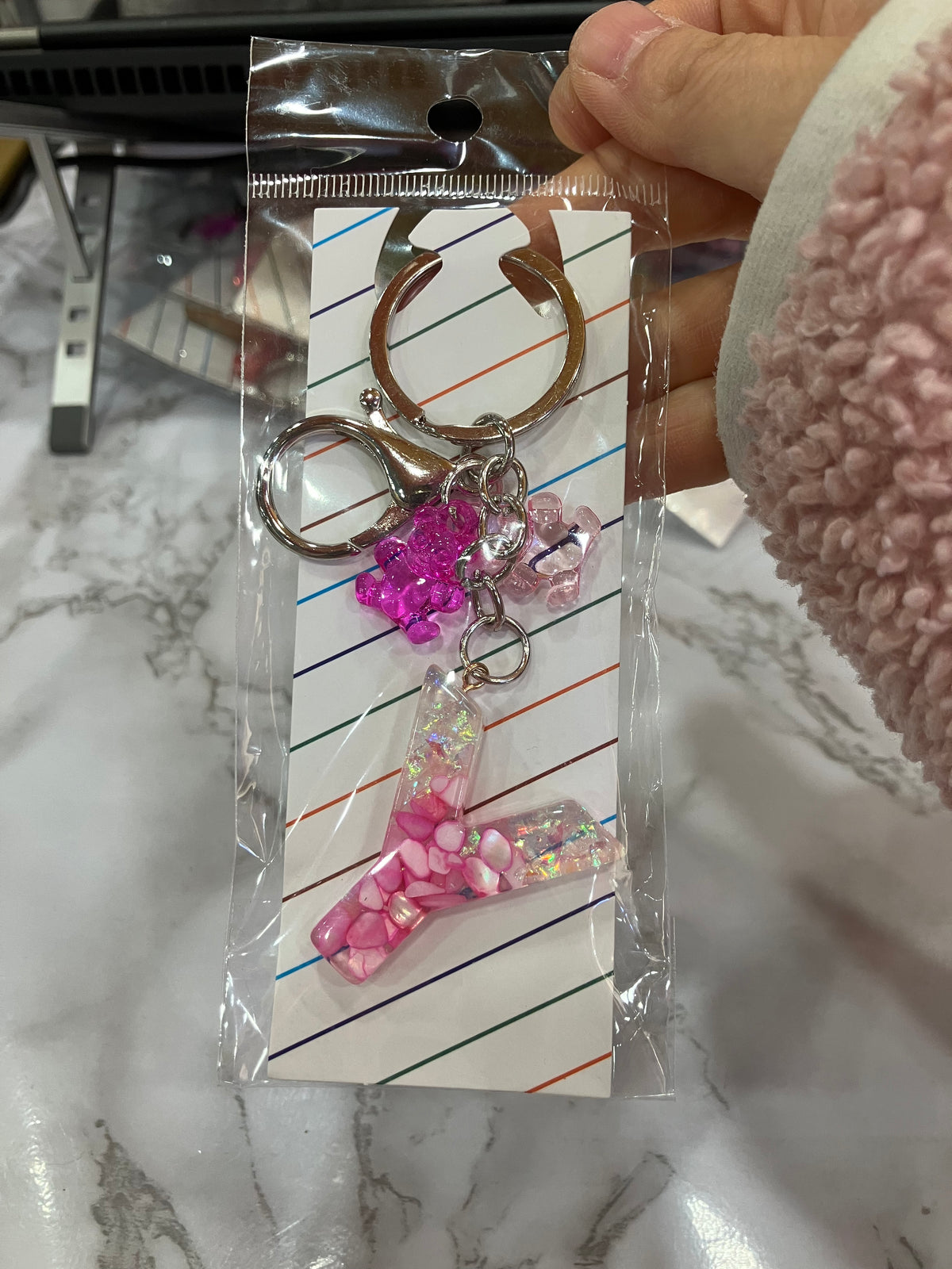 Colorful Glitter Alphabet Letter Keychain