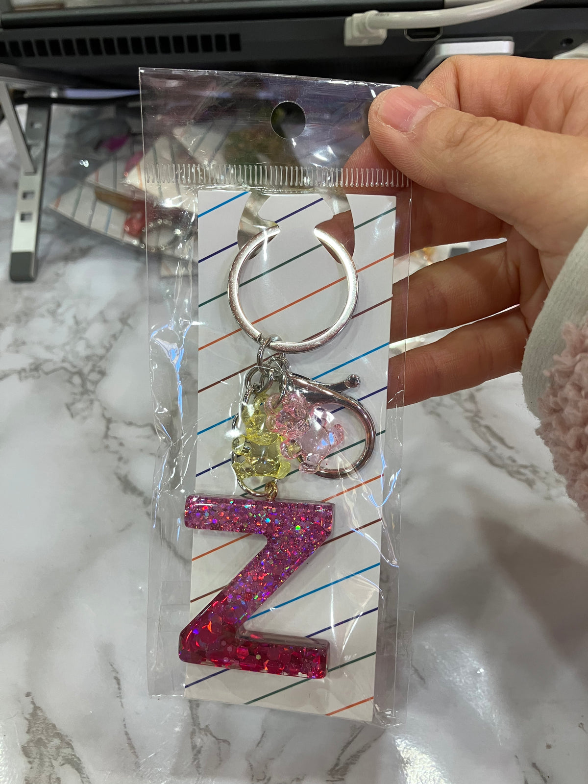 Colorful Glitter Alphabet Letter Keychain