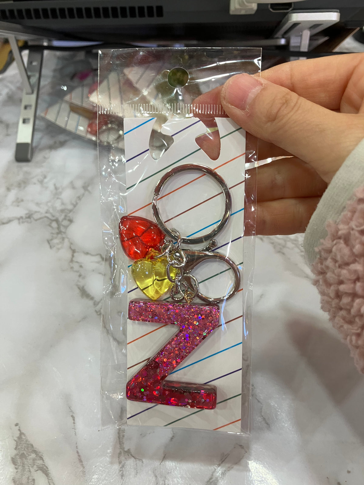 Colorful Glitter Alphabet Letter Keychain